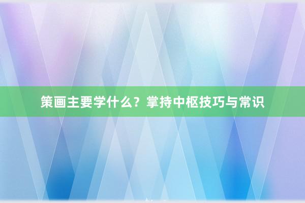 策画主要学什么？掌持中枢技巧与常识